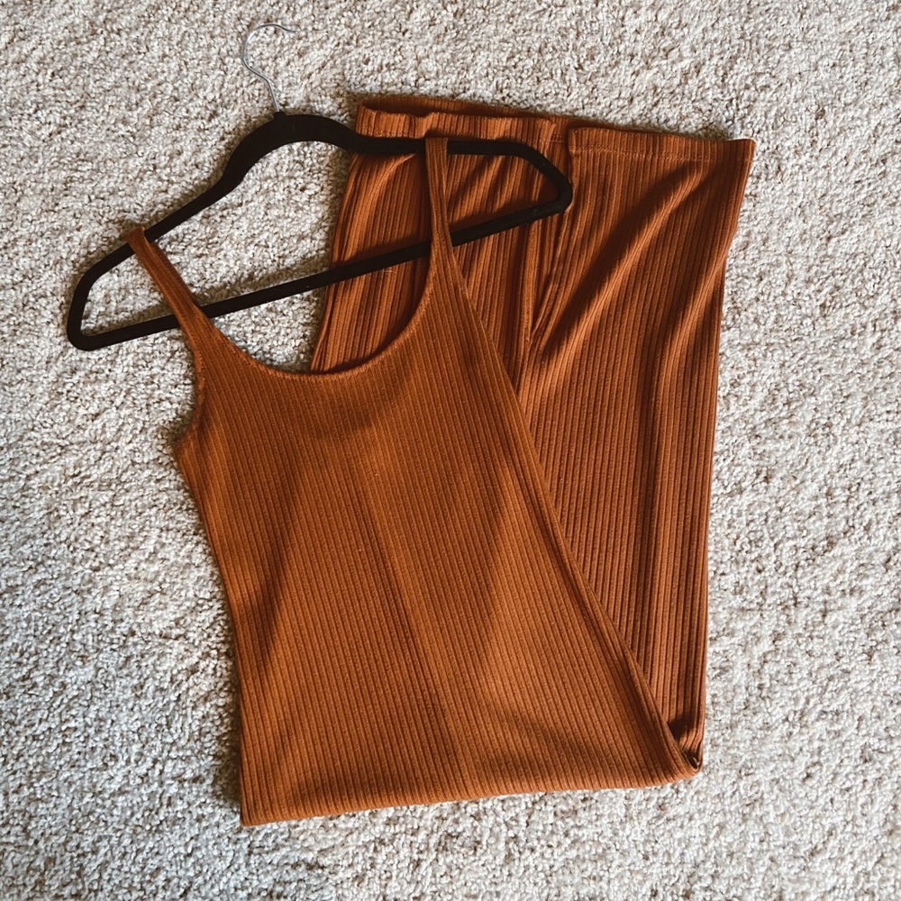 UO Ribbed Maxi Dress in Burnt Orange
